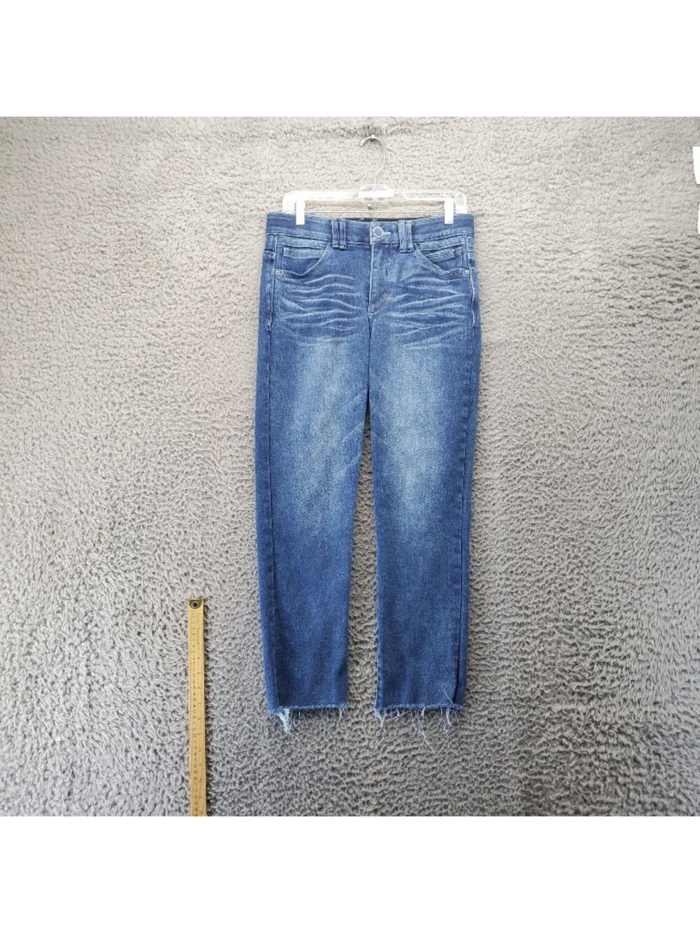 Democracy Jeans Womens 8 Blue Ab Technology Stretchy Frayed Hem Cropped Denim